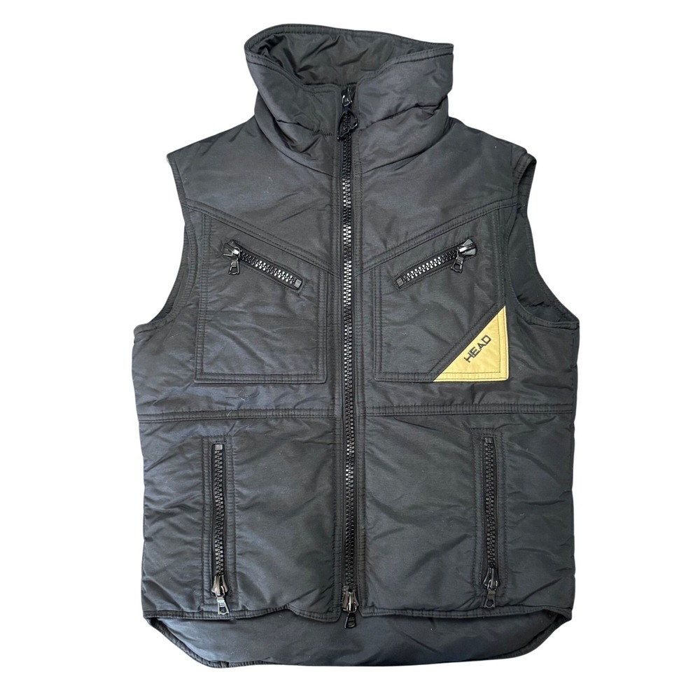 Vintage HEAD USA Women's Down Feather Puffer Ski Vest Black Full Zip‎ M